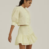Laney Tiered Linen Frill Skort | Pastelinė Citrina