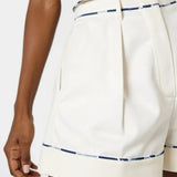Shola Perfect Fit Contrast Trim Denim Šortai | Balti/Santorini Mėlyna