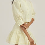 Laney Tiered Linen Frill Skort | Pastelinė Citrina