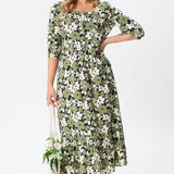 Florine™ — Elegantiška ir moteriška gėlių midi suknelė