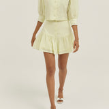 Laney Tiered Linen Frill Skort | Pastelinė Citrina