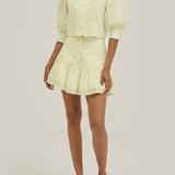 Laney Tiered Linen Frill Skort | Pastelinė Citrina