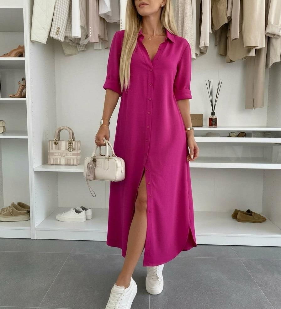 Clara – Maxi Skysta Marškininė Suknelė