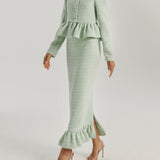 Andora Peplum Tweed Striukė | Pistacijų