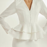 Dominique Crepe Frill Bluzonė | Balta