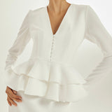 Dominique Crepe Frill Bluzonė | Balta