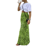 THORA™ – Laukinis Leopardų Raštas Fishtail Midi Sijonas