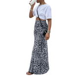 THORA™ – Laukinis Leopardų Raštas Fishtail Midi Sijonas
