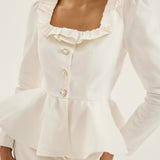 Lucia Frill Neck Denim Top | Balta