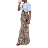 THORA™ – Laukinis Leopardų Raštas Fishtail Midi Sijonas