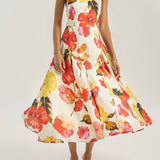 Maddie Ikoninė Halter Maxi Suknelė | Raudoni Gėlės