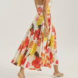 Maddie Ikoninė Halter Maxi Suknelė | Raudoni Gėlės
