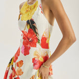 Maddie Ikoninė Halter Maxi Suknelė | Raudoni Gėlės