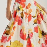 Maddie Ikoninė Halter Maxi Suknelė | Raudoni Gėlės