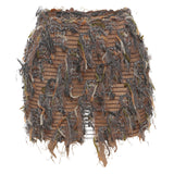 MARIA™ – Stilinga Fringe Detalė Aukštu Juosmeniu Mini Sijonas