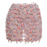 MARIA™ – Stilinga Fringe Detalė Aukštu Juosmeniu Mini Sijonas