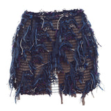 MARIA™ – Stilinga Fringe Detalė Aukštu Juosmeniu Mini Sijonas