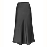 KEITH™ - Elegantiška Aukšto Juosmens Šoninė Plynė Midi Sijonas
