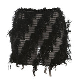 MARIA™ – Stilinga Fringe Detalė Aukštu Juosmeniu Mini Sijonas