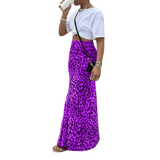 THORA™ – Laukinis Leopardų Raštas Fishtail Midi Sijonas