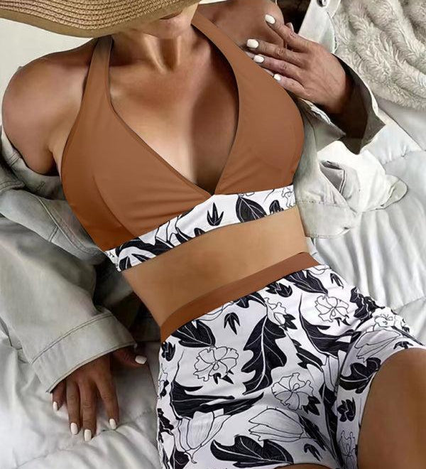 Emilia – Bikini rinkinys su halterio viršumi ir aukštu liemeniu šortais