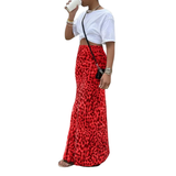 THORA™ – Laukinis Leopardų Raštas Fishtail Midi Sijonas