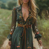 Ilinca – Maxi Boho Suknelė su Palaidomis Rankovėmis