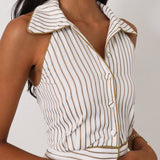 Katya Stripe Icon Suknelė | Balta/Mocha