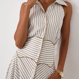 Katya Stripe Icon Suknelė | Balta/Mocha