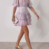 Patriza Tiered Frill Dress | Pastel Mix