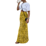 THORA™ – Laukinis Leopardų Raštas Fishtail Midi Sijonas