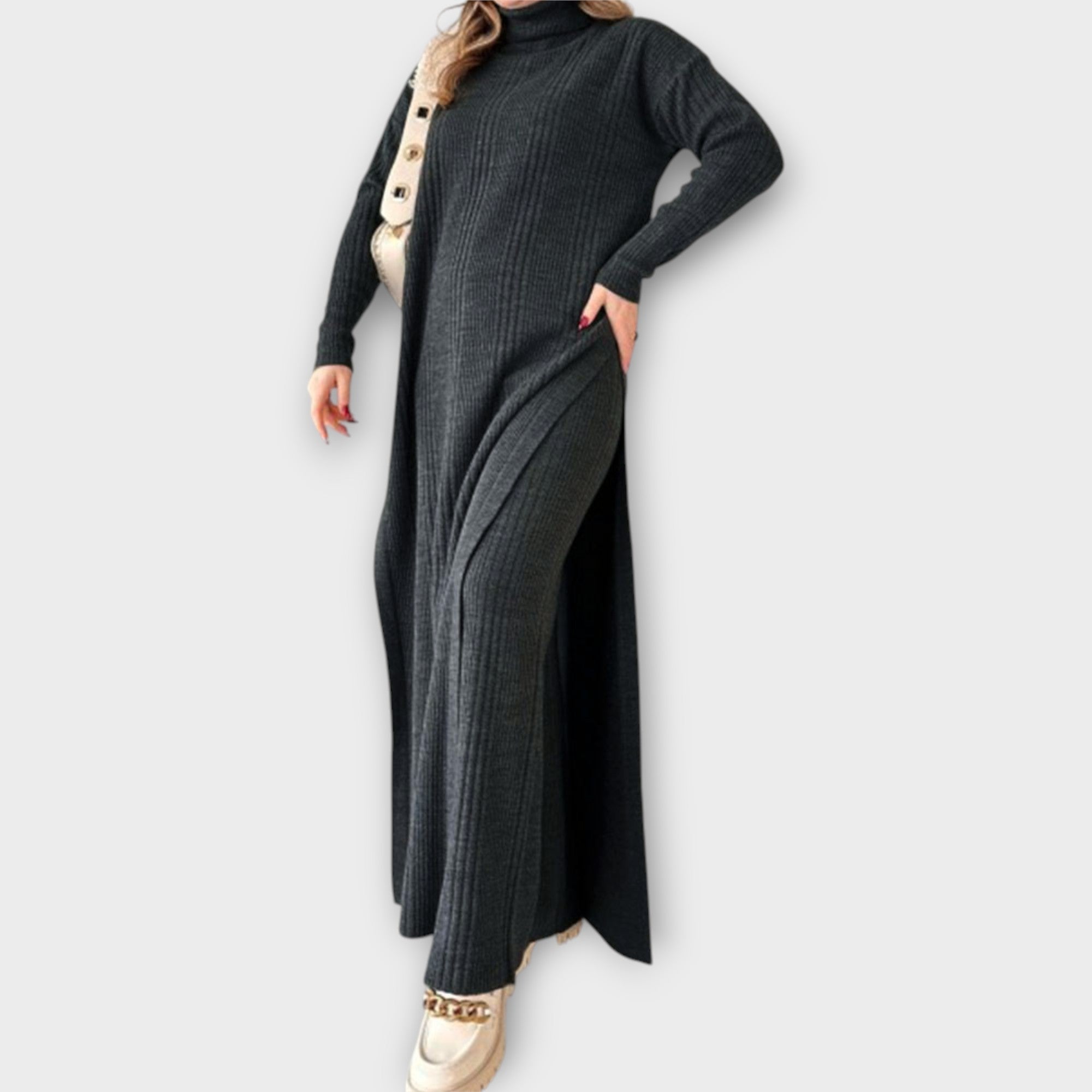 Elodie | Kootud maksi suknelė laisvu siluetu