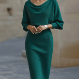 Clarisse™ — Elegantiška midi suknelė su drapiruote